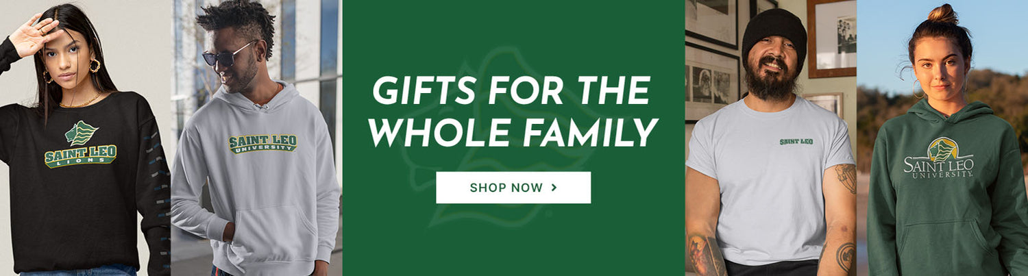 Gifts for the Whole Family. People wearing apparel from Saint Leo University Lions Apparel – Official Team Gear