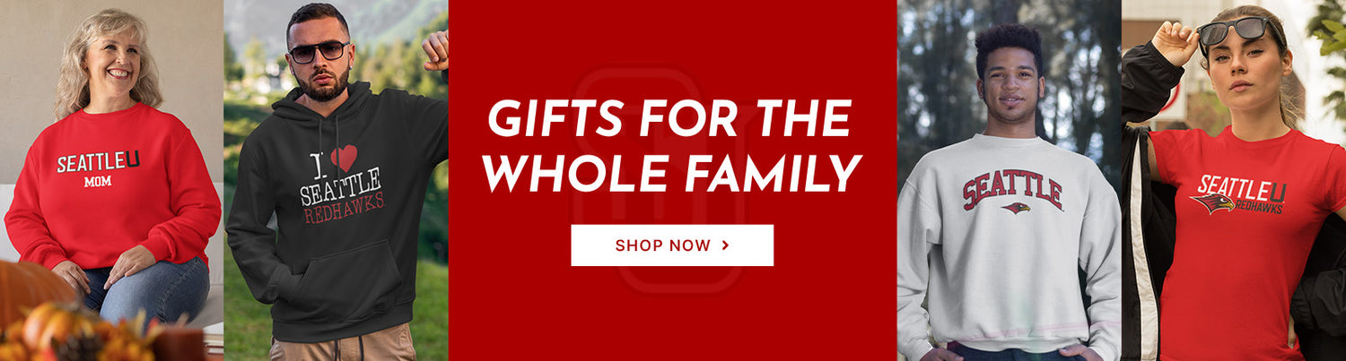 Gifts for the Whole Family. People wearing apparel from Seattle University Redhawks Apparel – Official Team Gear
