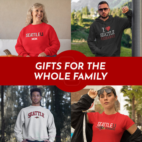 Gifts for the Whole Family. People wearing apparel from Seattle University Redhawks Apparel – Official Team Gear - Mobile Banner