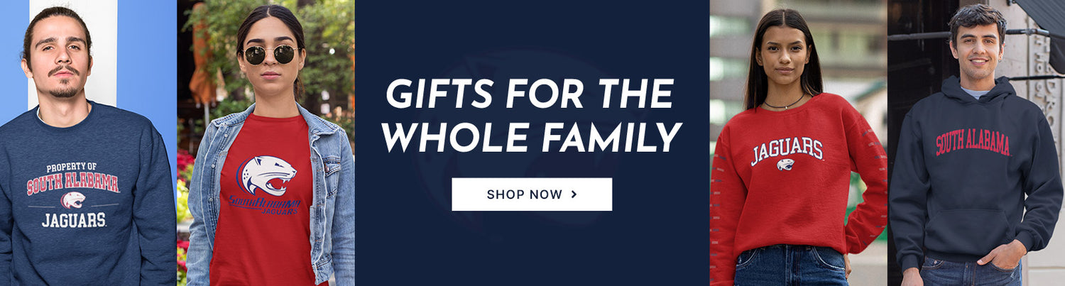 Gifts for the Whole Family. People wearing apparel from University of South Alabama Jaguars Apparel – Official Team Gear