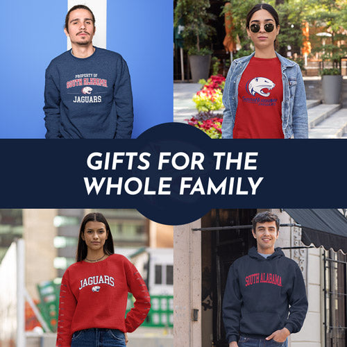 Gifts for the Whole Family. People wearing apparel from University of South Alabama Jaguars Apparel – Official Team Gear - Mobile Banner