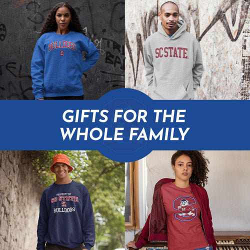 Gifts for the Whole Family. People wearing apparel from South Carolina State University Bulldogs Apparel – Official Team Gear - Mobile Banner