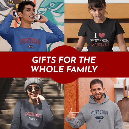 Gifts for the Whole Family. People wearing apparel from Stony Brook University Seawolves Apparel – Official Team Gear - Mobile Banner