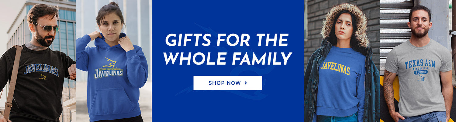 Gifts for the Whole Family. People wearing apparel from TAMUK Texas A&M University Kingsville Javelinas Apparel – Official Team Gear