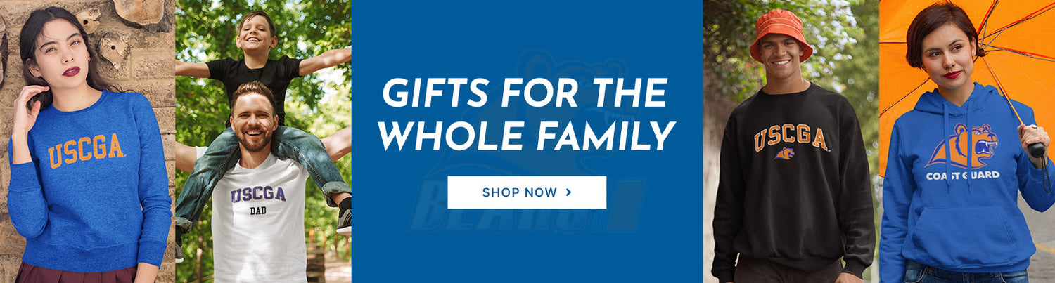 Gifts for the Whole Family. People wearing apparel from USCGA United States Coast Guard Academy Bears