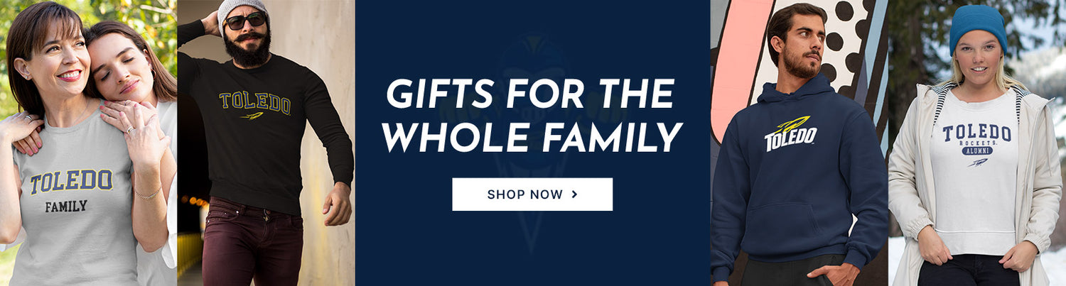 Gifts for the Whole Family. People wearing apparel from University of Toledo Rockets