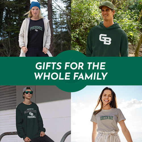 Gifts for the Whole Family. People wearing apparel from UWGB University of Wisconsin-Green Bay Phoenix Apparel – Official Team Gear - Mobile Banner