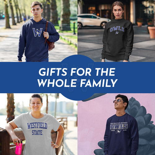 Gifts for the Whole Family. People wearing apparel from Westfield State University Owls Apparel – Official Team Gear - Mobile Banner
