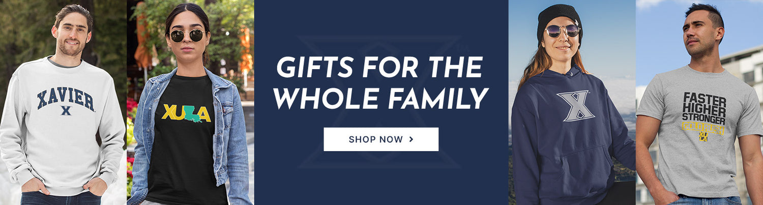 Gifts for the Whole Family. People wearing apparel from Xavier University Musketeers Apparel – Official Team Gear