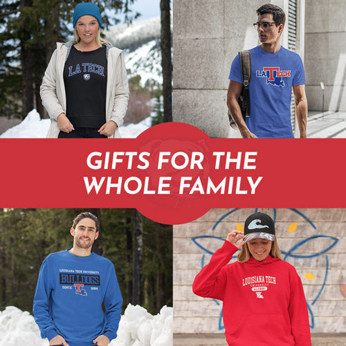 Gifts for the Whole Family. People wearing apparel from Louisiana Tech University Bulldogs Apparel – Official Team Gear - Mobile Banner