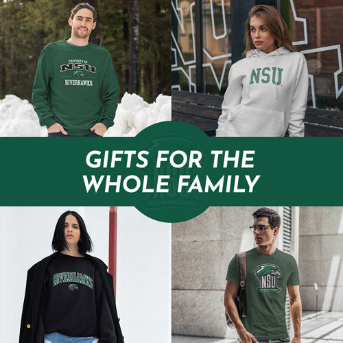 Gifts for the Whole Family. People wearing apparel from NSU Northeastern State University RiverHawks - Mobile Banner