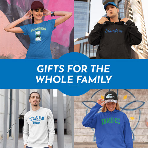 Gifts for the Whole Family. People wearing apparel from TAMUCC Texas A&M University Corpus Christi Islanders - Mobile Banner