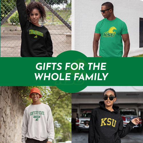 Gifts for the Whole Family. People wearing apparel from KYSU Kentucky State University Thorobreds Apparel – Official Team Gear - Mobile Banner