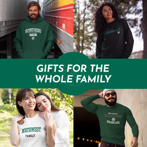 Gifts for the Whole Family. People wearing apparel from NW Northwest Missouri State University Bearcat - Mobile Banner