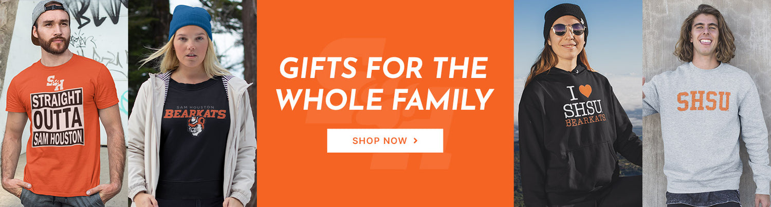 Gifts for the Whole Family. People wearing apparel from Sam Houston State University Bearkat Apparel – Official Team Gear