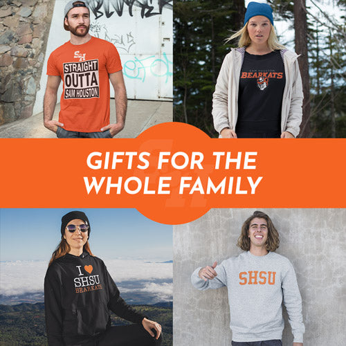Gifts for the Whole Family. People wearing apparel from Sam Houston State University Bearkat Apparel – Official Team Gear - Mobile Banner