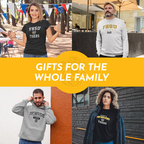 Gifts for the Whole Family. People wearing apparel from FHSU Fort Hays State University Tigers Apparel – Official Team Gear - Mobile Banner