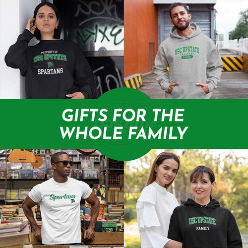 Gifts for the Whole Family. People wearing apparel from USC University of South Carolina Upstate Spartans Apparel – Official Team Gear - Mobile Banner