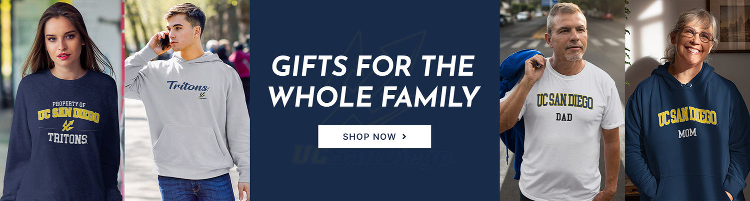 Gifts for the Whole Family. People wearing apparel from UCSD University of California San Diego Apparel – Official Team Gear