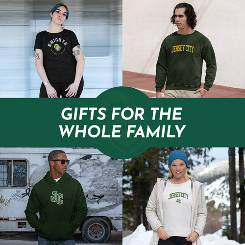Gifts for the Whole Family. People wearing apparel from New Jersey City University Knights Official Team Apparel - Mobile Banner