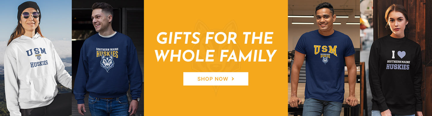 Gifts for the Whole Family. People wearing apparel from University of Southern Maine Huskies Official Team Apparel