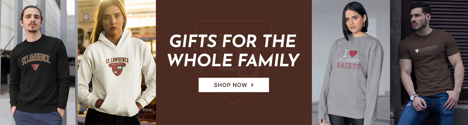 Gifts for the Whole Family. People wearing apparel from St. Lawrence University Saints Official Team Apparel