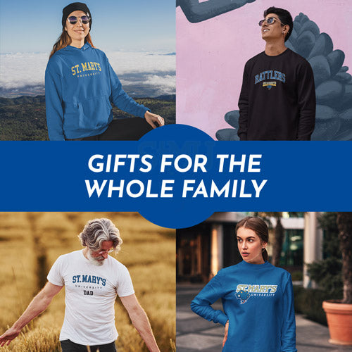 Gifts for the Whole Family. People wearing apparel from St. Mary's University Rattlers Official Team Apparel - Mobile Banner