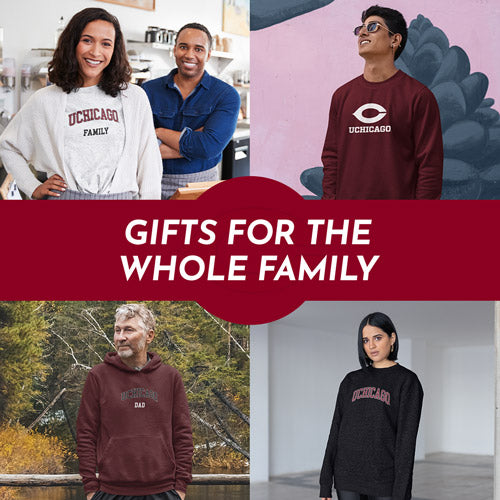 Gifts for the Whole Family. People wearing apparel from University of Chicago Maroons Official Team Apparel - Mobile Banner