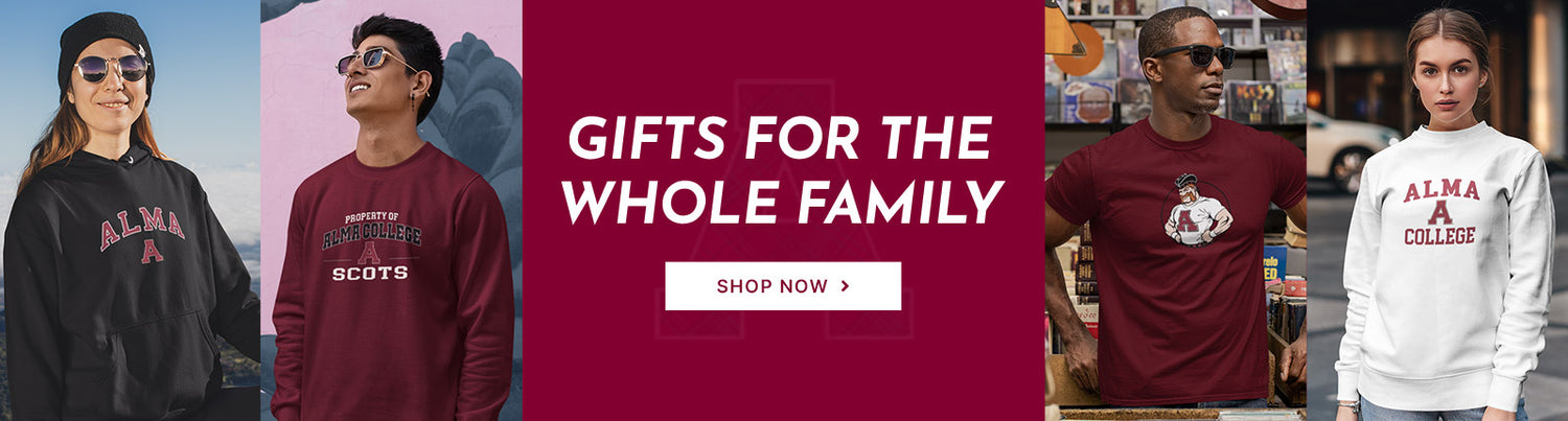 Gifts for the Whole Family. People wearing apparel from Alma College Scots Official Team Apparel
