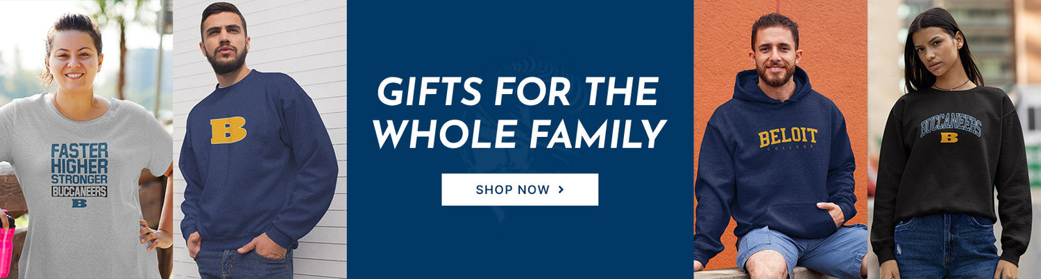 Gifts for the Whole Family. People wearing apparel from Beloit College Buccaneers Official Team Apparel