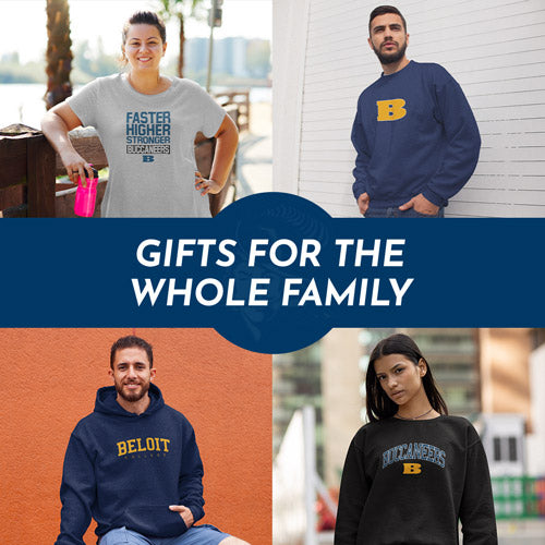 Gifts for the Whole Family. People wearing apparel from Beloit College Buccaneers Official Team Apparel - Mobile Banner