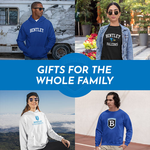 Gifts for the Whole Family. People wearing apparel from Bentley University Falcons Official Team Apparel - Mobile Banner