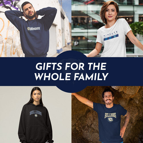 Gifts for the Whole Family. People wearing apparel from Wingate University Bulldogs Official Team Apparel - Mobile Banner
