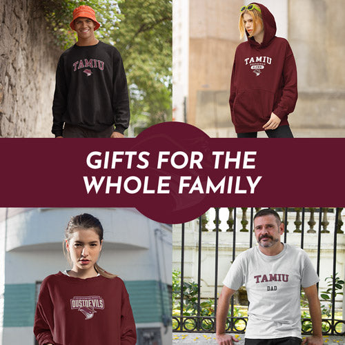 Gifts for the Whole Family. People wearing apparel from Texas A&M International University DustDevils Official Team Apparel - Mobile Banner