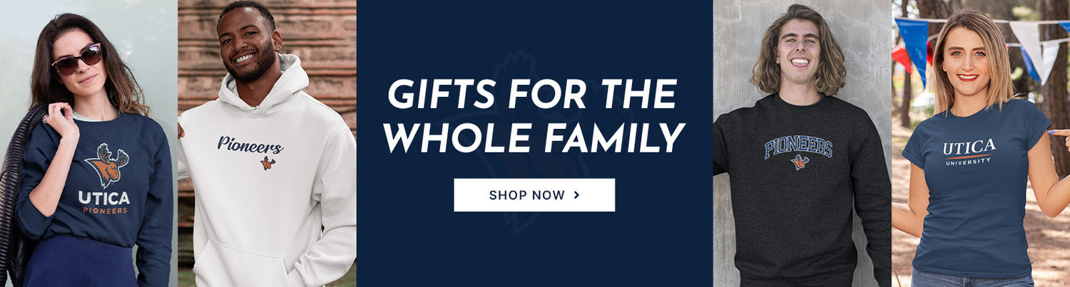 Gifts for the Whole Family. People wearing apparel from Utica College Pioneers Official Team Apparel