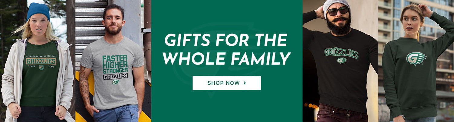Gifts for the Whole Family. People wearing apparel from Georgia Gwinnett College Grizzlies Official Team Apparel