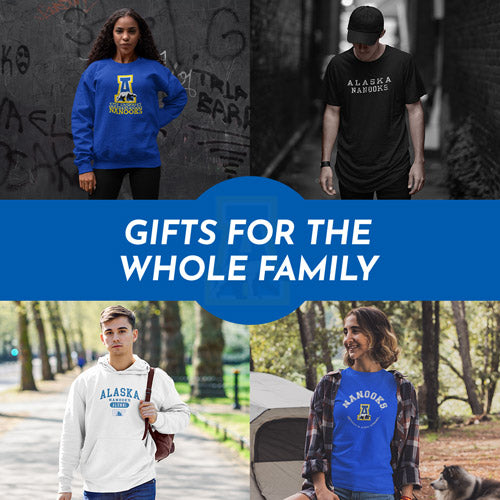 Gifts for the Whole Family. People wearing apparel from The University of Alaska Fairbanks Nanooks Official Team Apparel - Mobile Banner