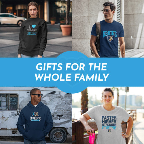 Gifts for the Whole Family. People wearing apparel from Bob Jones University Bruins Official Team Apparel - Mobile Banner