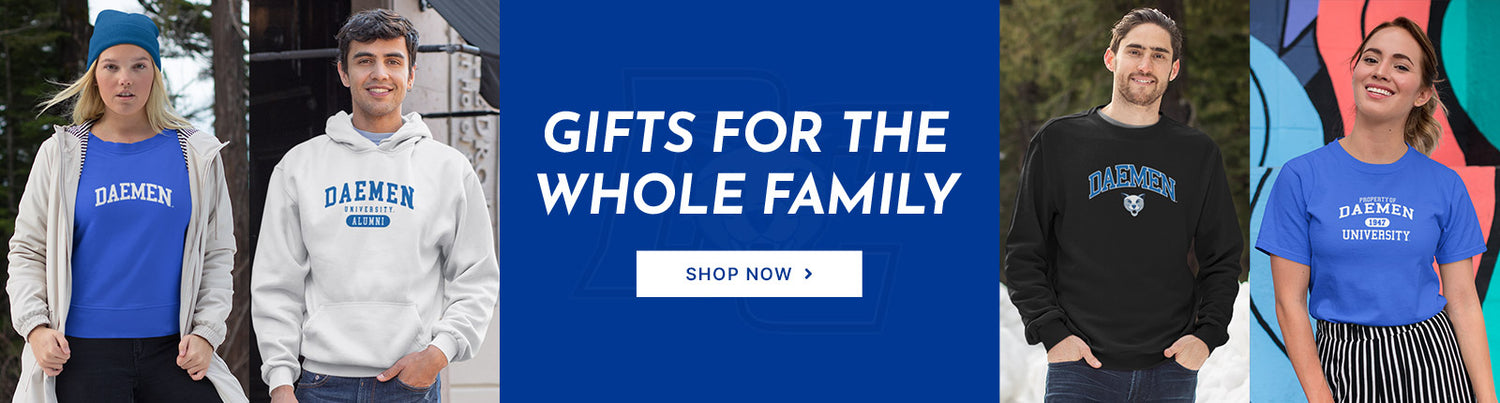 Gifts for the Whole Family. People wearing apparel from Daemen College Wildcats Official Team Apparel