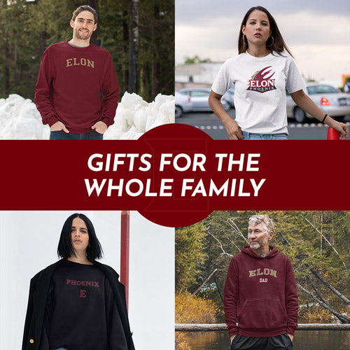 Gifts for the Whole Family. People wearing apparel from Elon University Phoenix Official Team Apparel - Mobile Banner