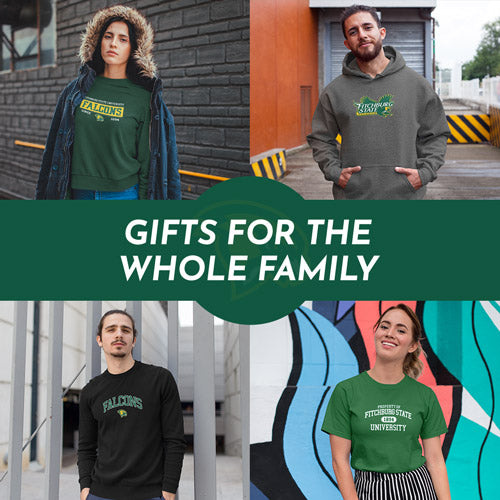 Gifts for the Whole Family. People wearing apparel from Fitchburg State University Falcons Official Team Apparel - Mobile Banner