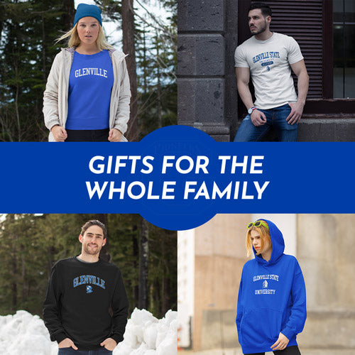 Gifts for the Whole Family. People wearing apparel from Glenville State College Pioneers Official Team Apparel - Mobile Banner