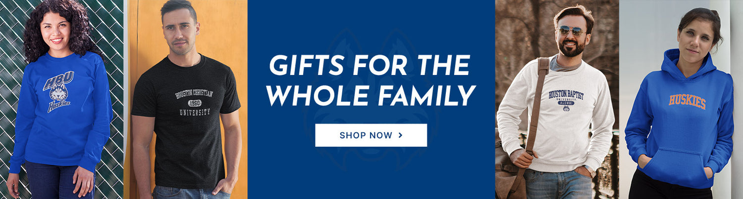 Gifts for the Whole Family. People wearing apparel from Houston Baptist University Huskies Official Team Apparel
