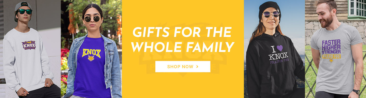 Gifts for the Whole Family. People wearing apparel from Knox College Prairie Fire Official Team Apparel