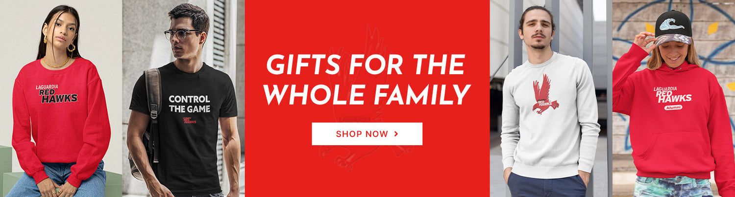 Gifts for the Whole Family. People wearing apparel from LaGuardia Community College Red Hawks Official Team Apparel