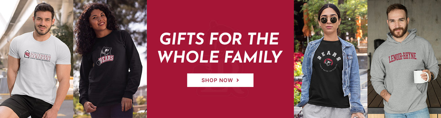 Gifts for the Whole Family. People wearing apparel from Lenoir-Rhyne University Bears