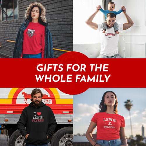 Gifts for the Whole Family. People wearing apparel from Lewis University Flyers Official Team Apparel - Mobile Banner