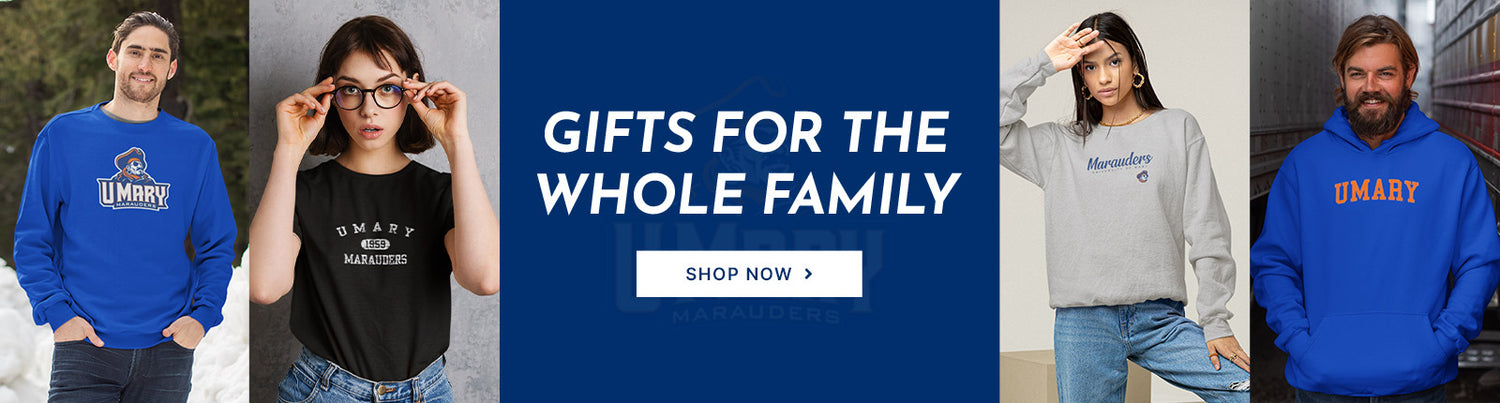 Gifts for the Whole Family. People wearing apparel from University of Mary Marauders Official Team Apparel