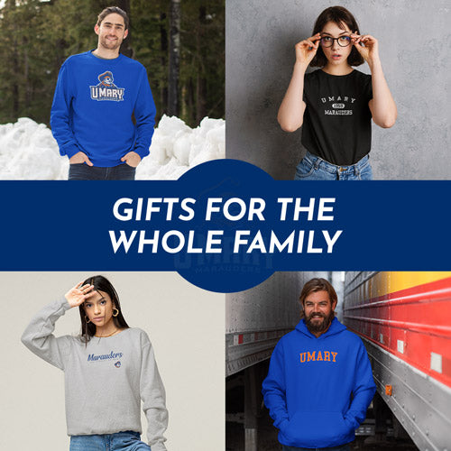 Gifts for the Whole Family. People wearing apparel from University of Mary Marauders Official Team Apparel - Mobile Banner