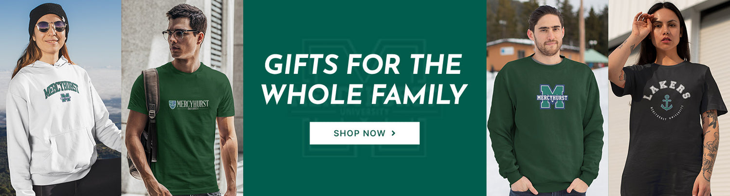 Gifts for the Whole Family. People wearing apparel from Mercyhurst University Lakers Official Team Apparel